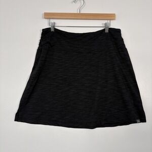 L.L.Bean Skirt Womens Large Black Jersey A Line Elastic Waist UPF 50+ Hiking